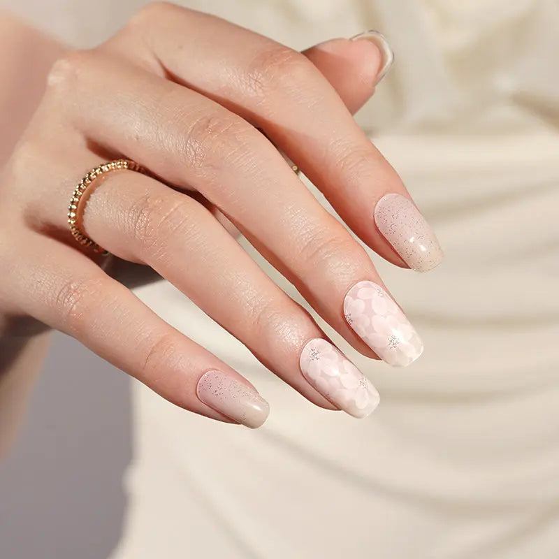 White Flower Stickers — Semi-Cured Gel Nail Wraps