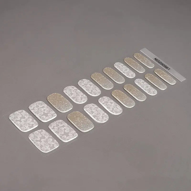 White Flower Stickers — Semi-Cured Gel Nail Wraps