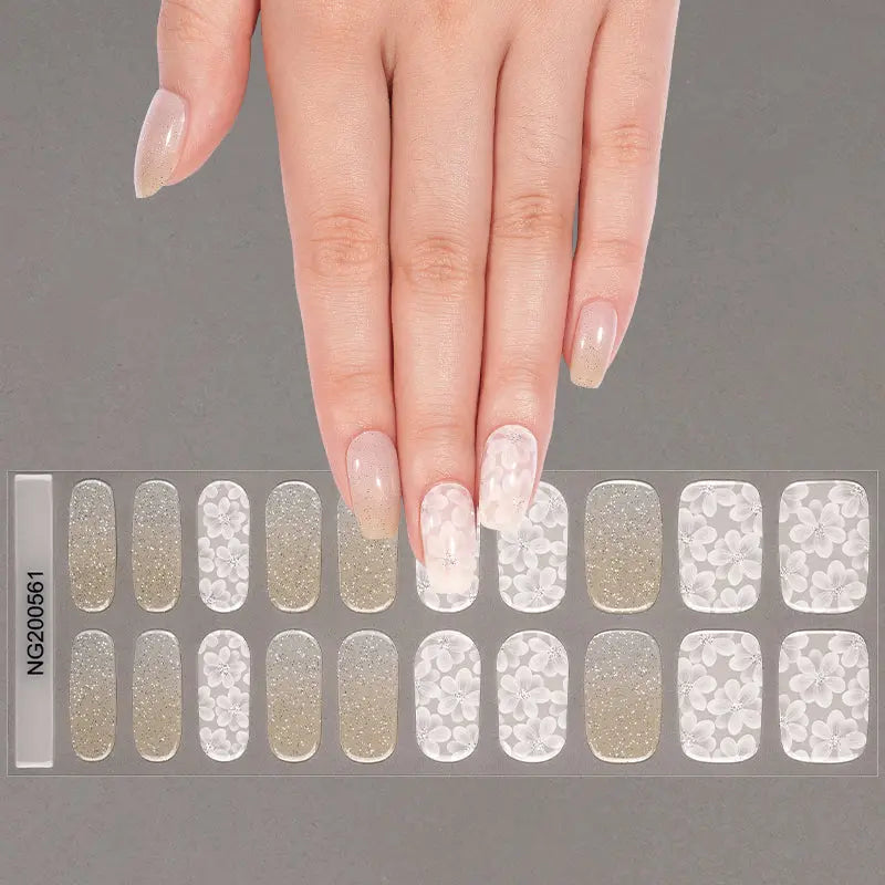 White Flower Stickers — Semi-Cured Gel Nail Wraps