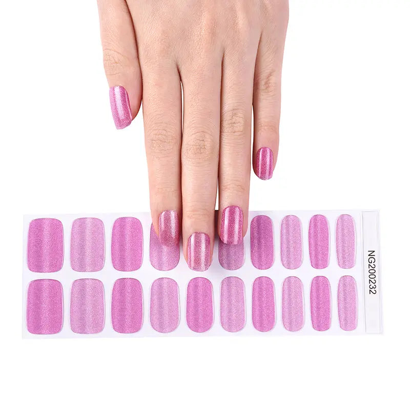 Stick On Pink Cat Eye Manicure — Semi-Cured Gel Nail Wraps