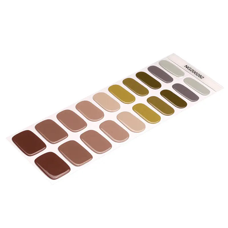 20 Strips Solid Color Nailsa Neutral Palette Of Earthly Tones — Semi-Cured Gel Nail Wraps