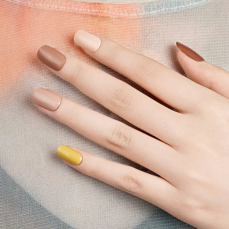 20 Strips Solid Color Nailsa Neutral Palette Of Earthly Tones — Semi-Cured Gel Nail Wraps