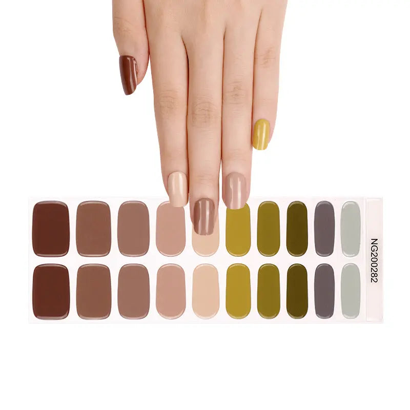20 Strips Solid Color Nailsa Neutral Palette Of Earthly Tones — Semi-Cured Gel Nail Wraps
