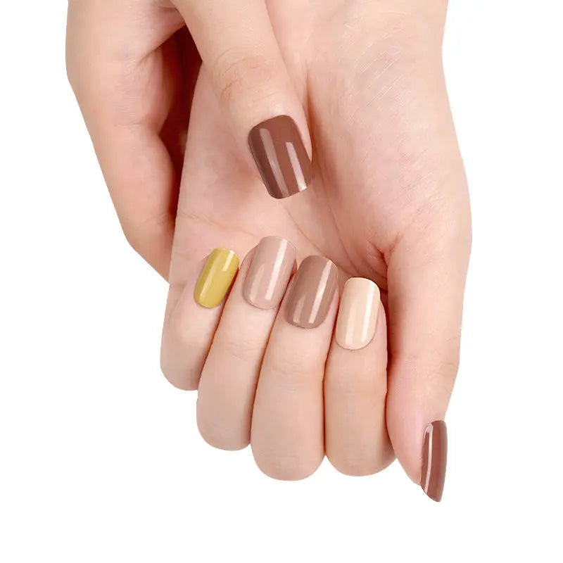 20 Strips Solid Color Nailsa Neutral Palette Of Earthly Tones — Semi-Cured Gel Nail Wraps