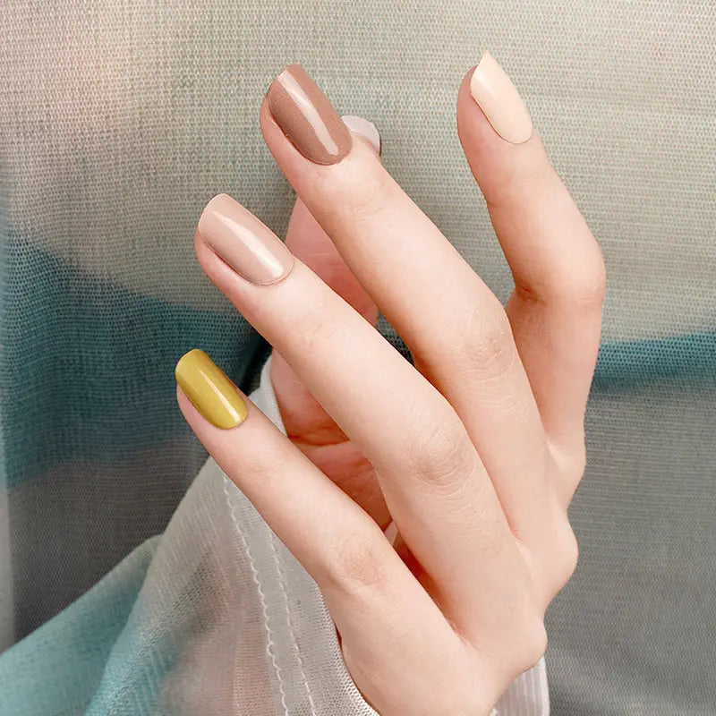20 Strips Solid Color Nailsa Neutral Palette Of Earthly Tones — Semi-Cured Gel Nail Wraps