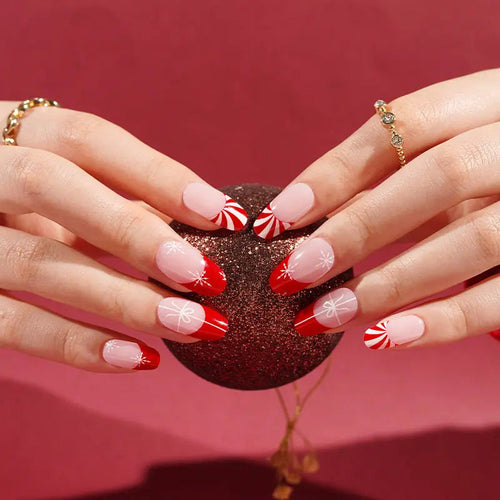 20Tips Christmas Gel Stickers Adhesive Full Cover French — Semi-Cured Gel Nail Wraps