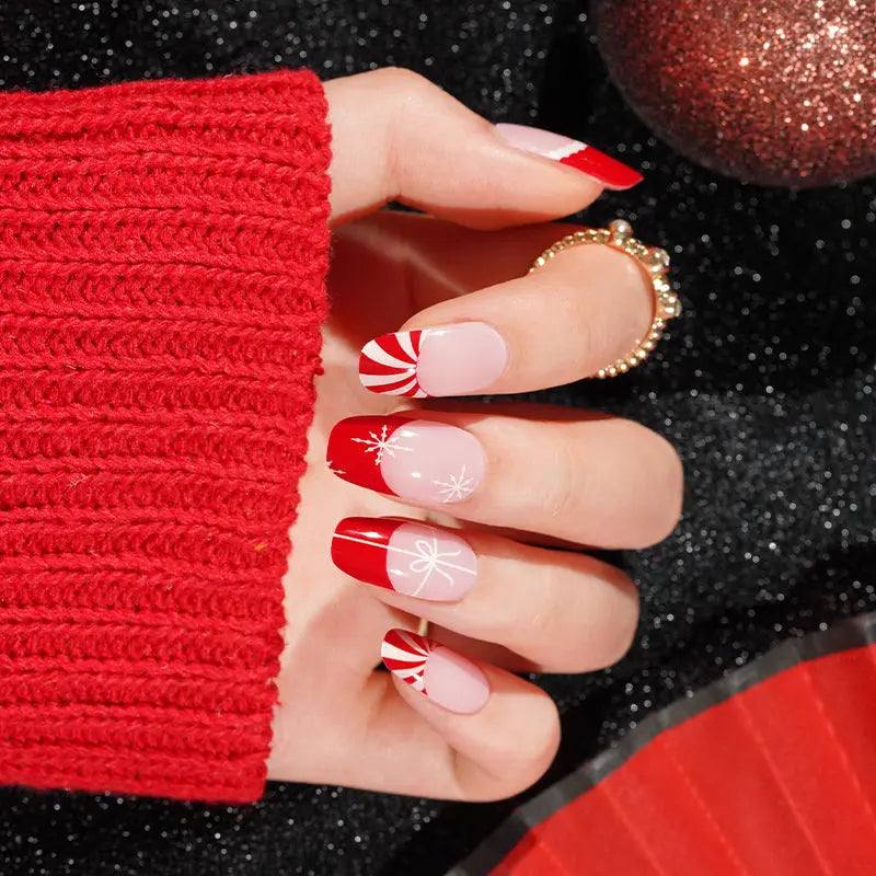20Tips Christmas Gel Stickers Adhesive Full Cover French — Semi-Cured Gel Nail Wraps