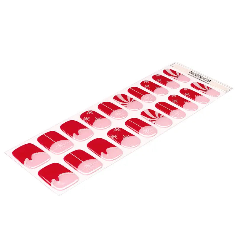 20Tips Christmas Gel Stickers Adhesive Full Cover French — Semi-Cured Gel Nail Wraps