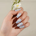 Adorable Light Blue Daisy Gel Stickers – Perfect For Salons & Resale — Semi-Cured Gel Nail Wraps