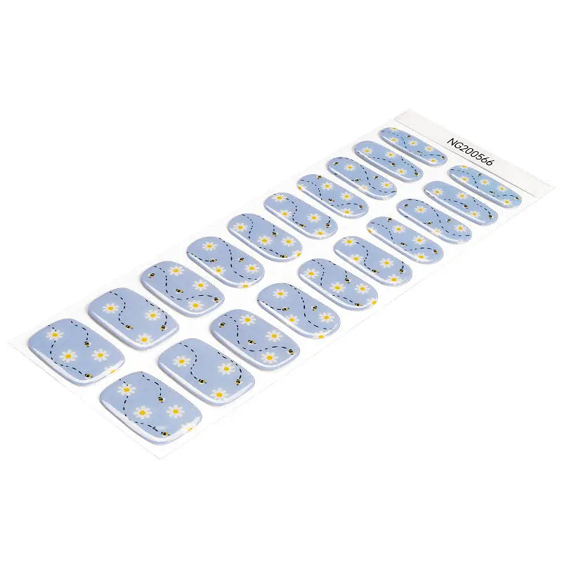 Adorable Light Blue Daisy Gel Stickers – Perfect For Salons & Resale — Semi-Cured Gel Nail Wraps