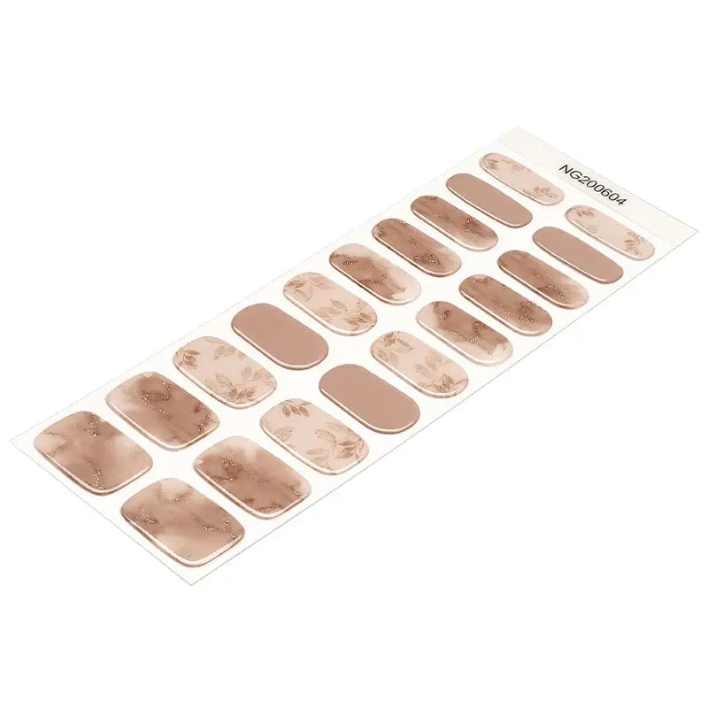 Autumn Trendy Leaf & Marble Designs Gel Wraps — Semi-Cured Gel Nail Wraps