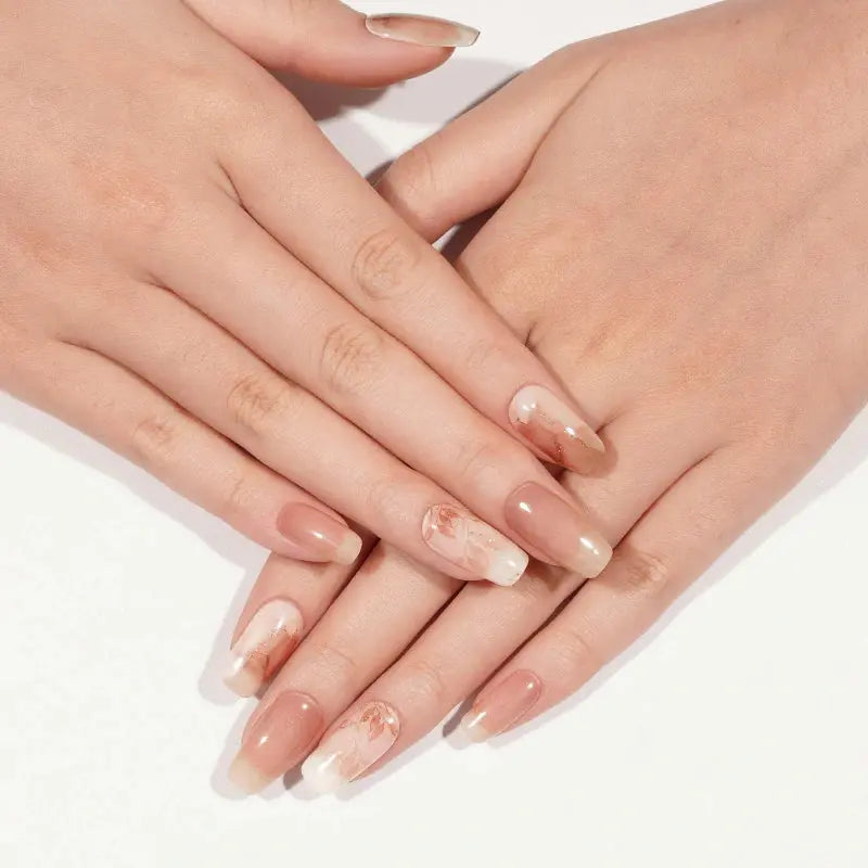 Autumn Trendy Leaf & Marble Designs Gel Wraps — Semi-Cured Gel Nail Wraps