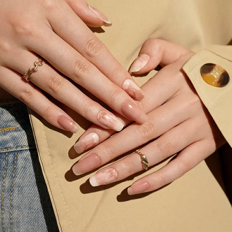 Autumn Trendy Leaf & Marble Designs Gel Wraps — Semi-Cured Gel Nail Wraps