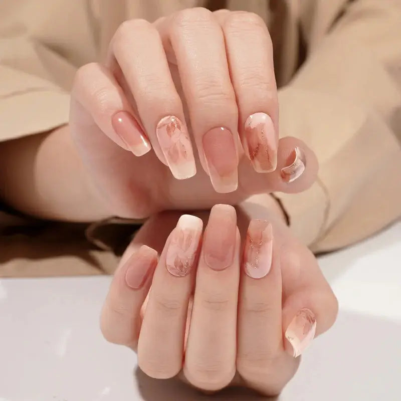 Autumn Trendy Leaf & Marble Designs Gel Wraps — Semi-Cured Gel Nail Wraps