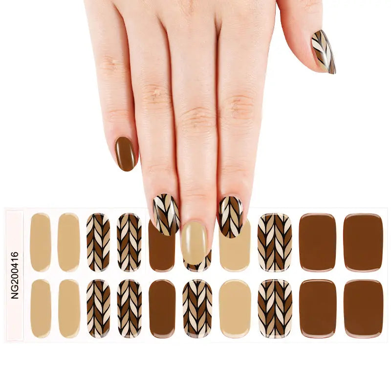 Autumn Shades Wheat Art Design — Semi-Cured Gel Nail Wraps