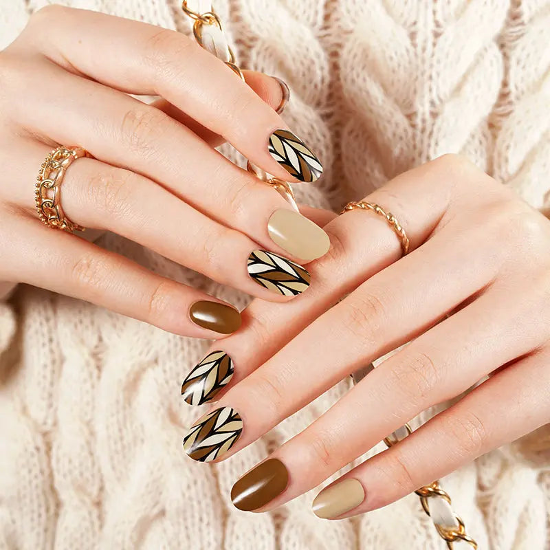 Autumn Shades Wheat Art Design — Semi-Cured Gel Nail Wraps