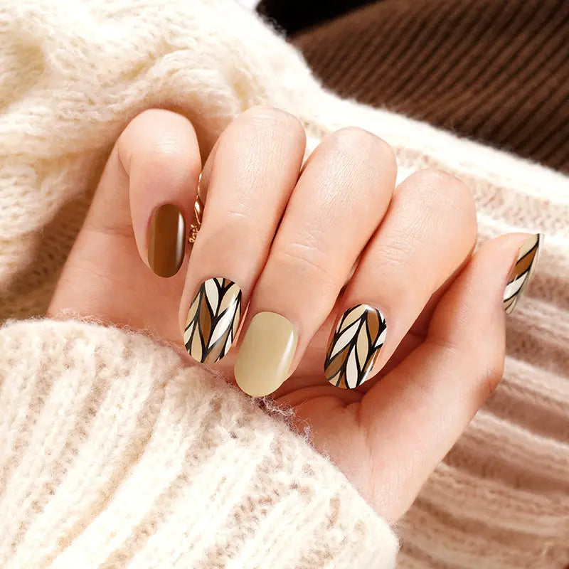 Autumn Shades Wheat Art Design — Semi-Cured Gel Nail Wraps