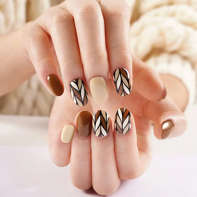 Autumn Shades Wheat Art Design — Semi-Cured Gel Nail Wraps