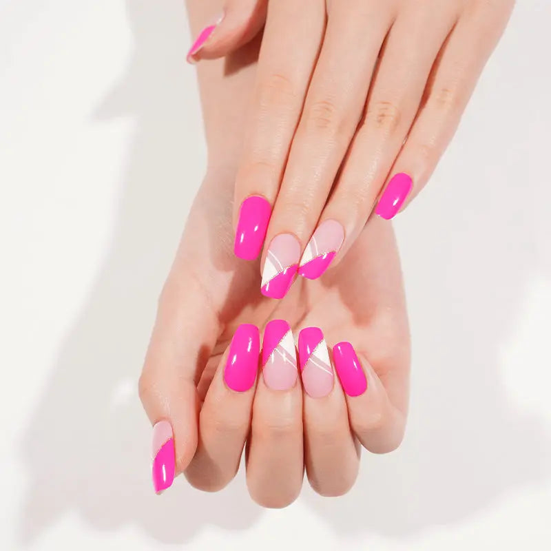 Barbie Pink Geometric – Design & Available — Semi-Cured Gel Nail Wraps