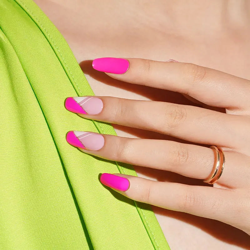 Barbie Pink Geometric – Design & Available — Semi-Cured Gel Nail Wraps