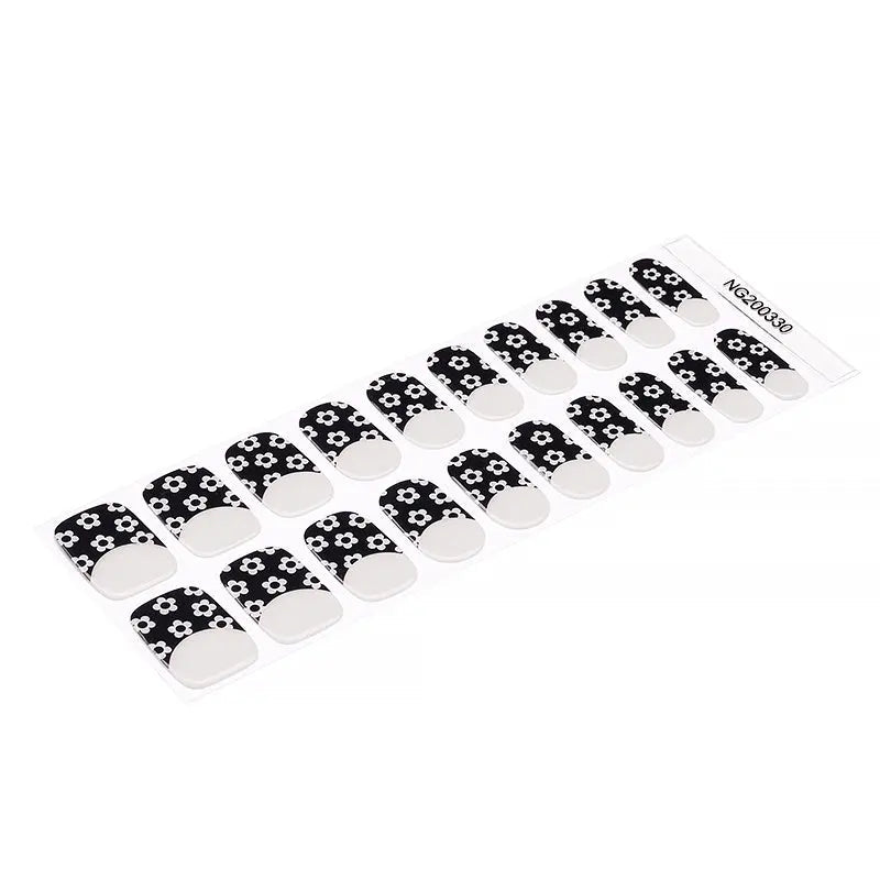 Black And White Flower — Semi-Cured Gel Nail Wraps