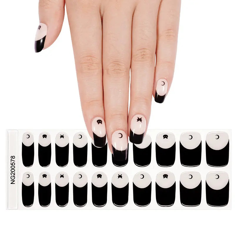 Black French Tip – & Customization Available — Semi-Cured Gel Nail Wraps