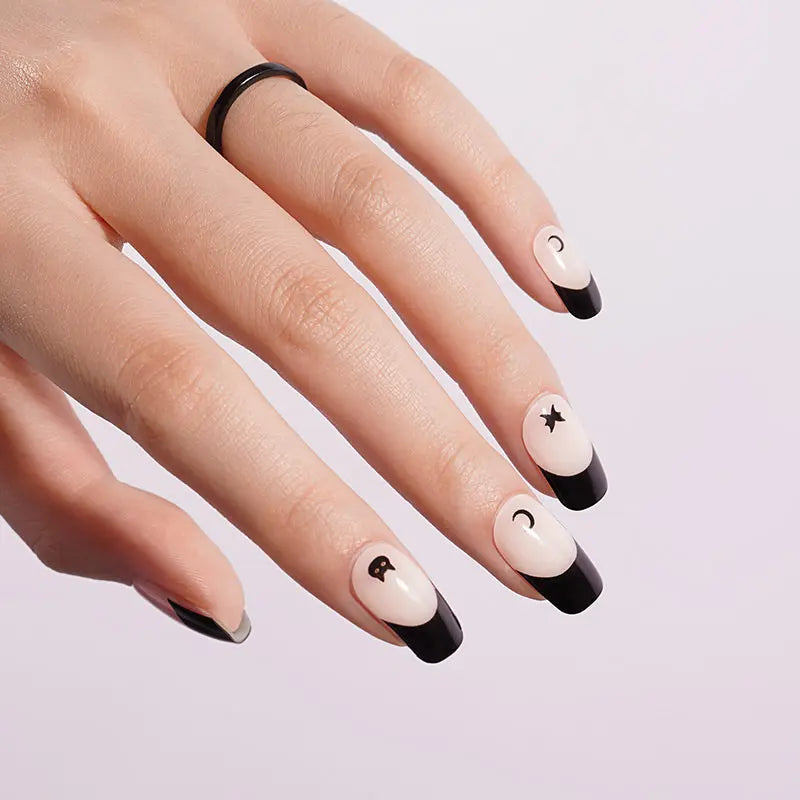 Black French Tip – & Customization Available — Semi-Cured Gel Nail Wraps