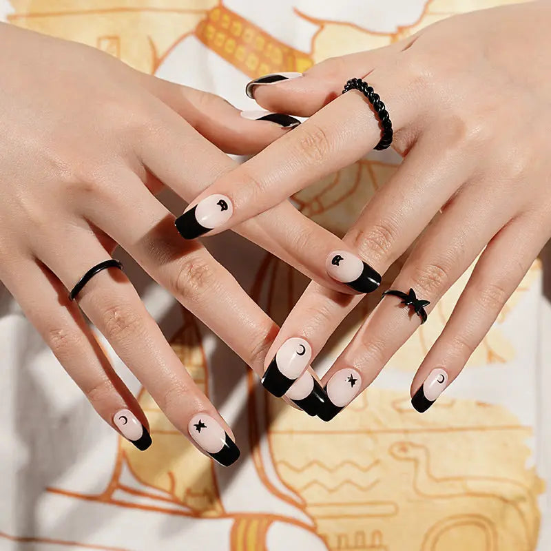 Black French Tip – & Customization Available — Semi-Cured Gel Nail Wraps