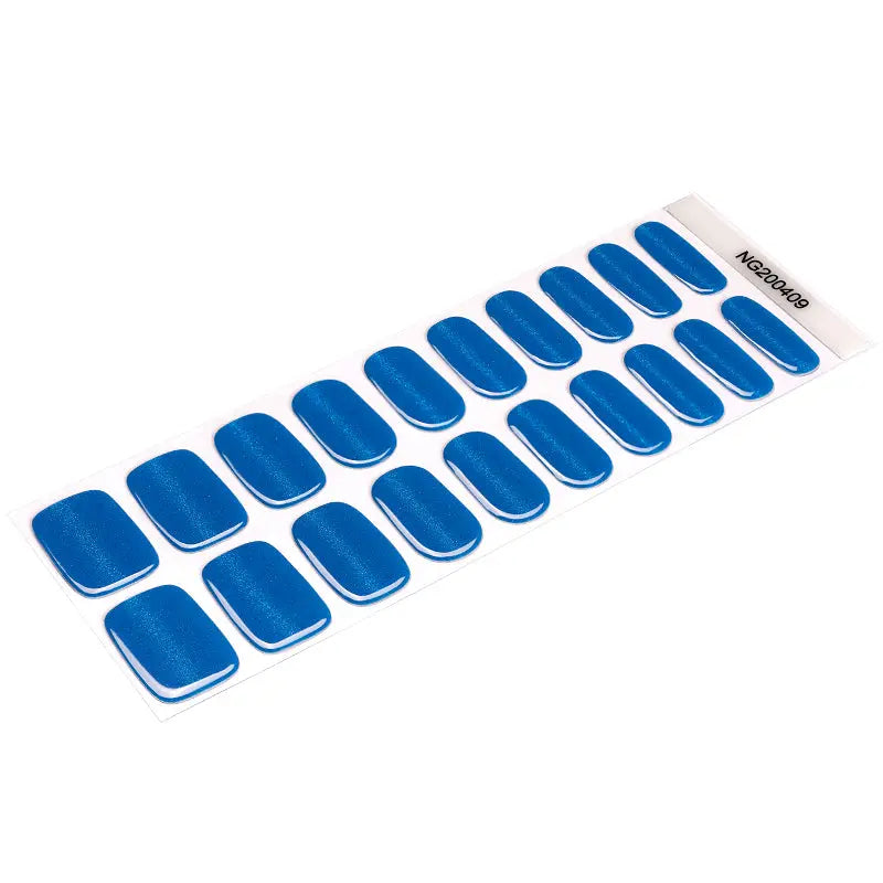 Blue Cat-eye Strips Gel Glitter Design — Semi-Cured Gel Nail Wraps