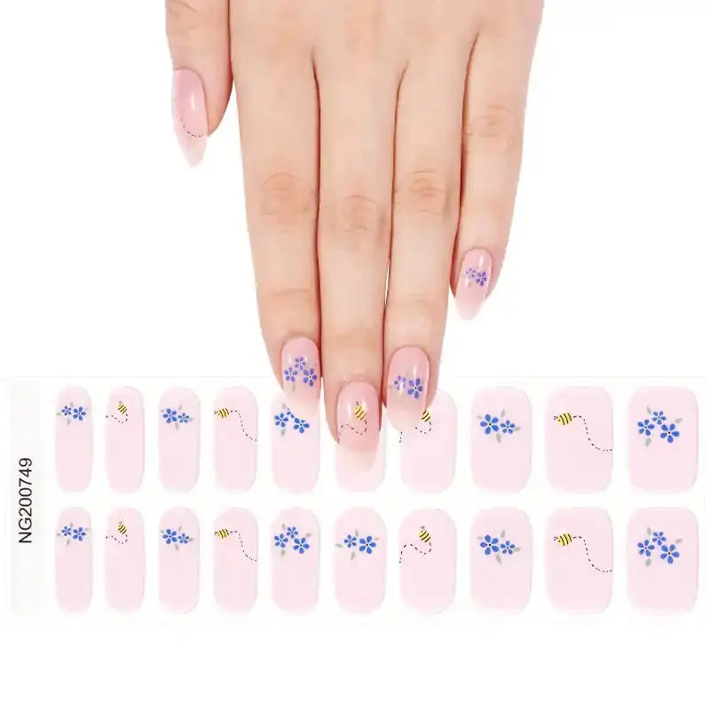 Blue Flower — Semi-Cured Gel Nail Wraps