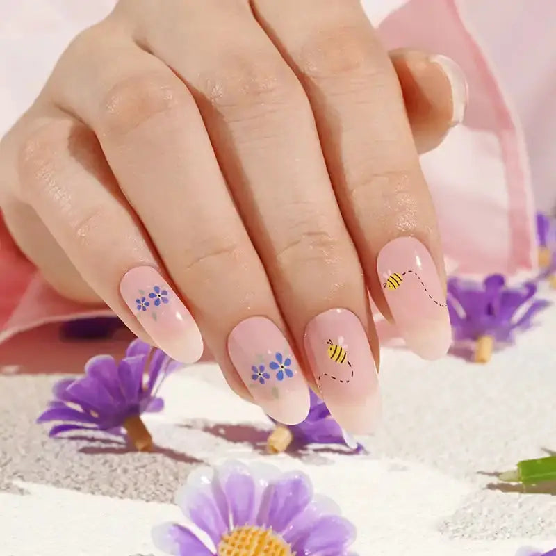 Blue Flower — Semi-Cured Gel Nail Wraps