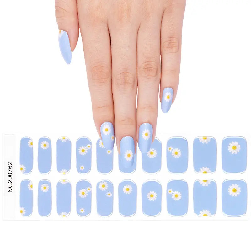 Blue Daisy — Semi-Cured Gel Nail Wraps