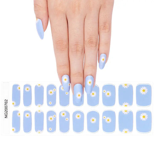 Blue Daisy — Semi-Cured Gel Nail Wraps