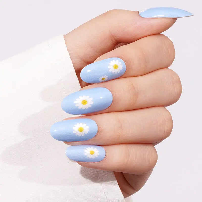 Blue Daisy — Semi-Cured Gel Nail Wraps