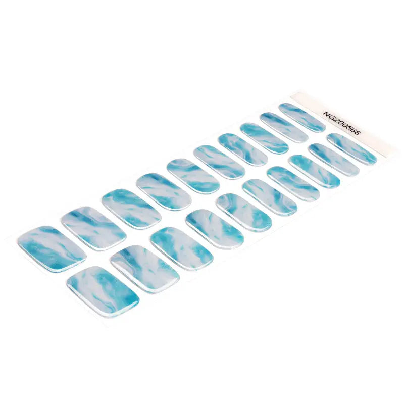 Blue And White Marble Stickers – Stylish Marble Effect Gel Wraps For Bulk Buyers — Semi-Cured Gel Nail Wraps