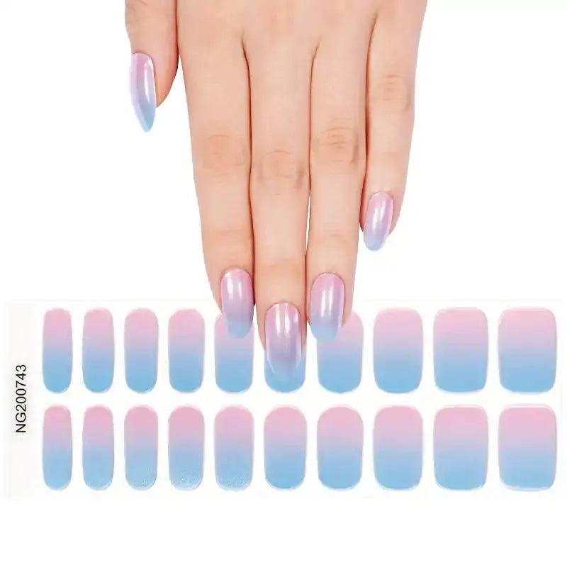 Blue To Pink Gradient — Semi-Cured Gel Nail Wraps