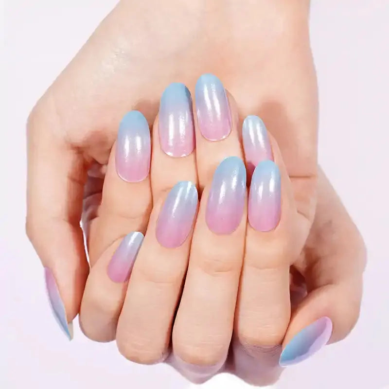 Blue To Pink Gradient — Semi-Cured Gel Nail Wraps