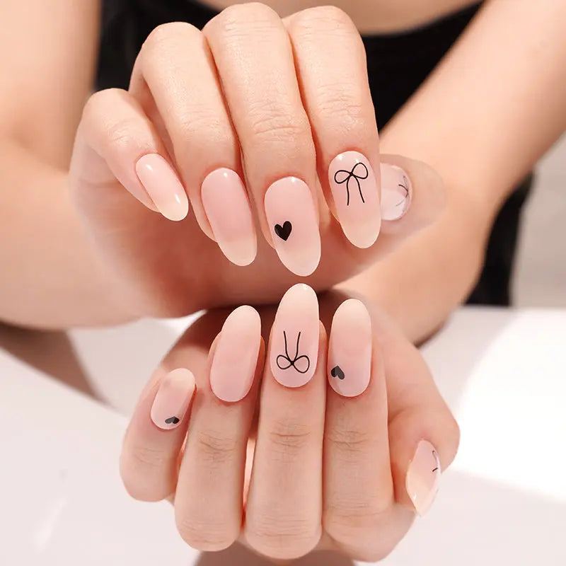 Bow & Heart Stickers Cute Strips — Semi-Cured Gel Nail Wraps
