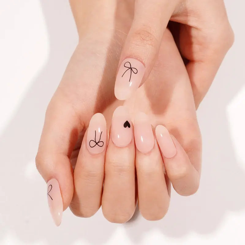 Bow & Heart Stickers Cute Strips — Semi-Cured Gel Nail Wraps
