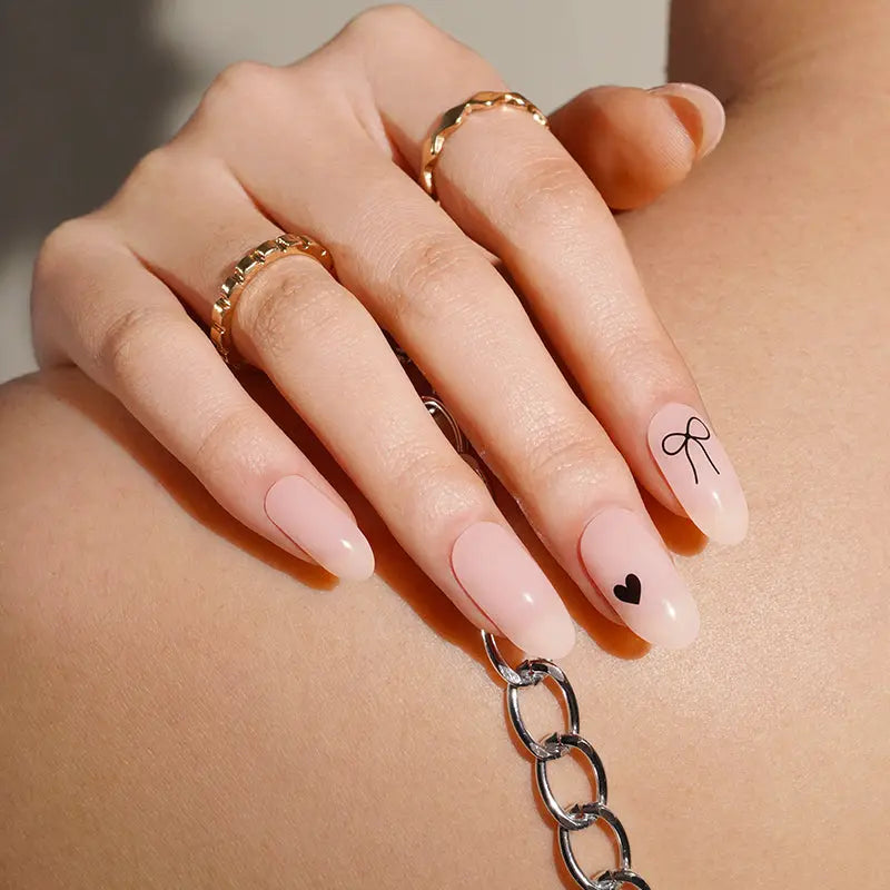 Bow & Heart Stickers Cute Strips — Semi-Cured Gel Nail Wraps