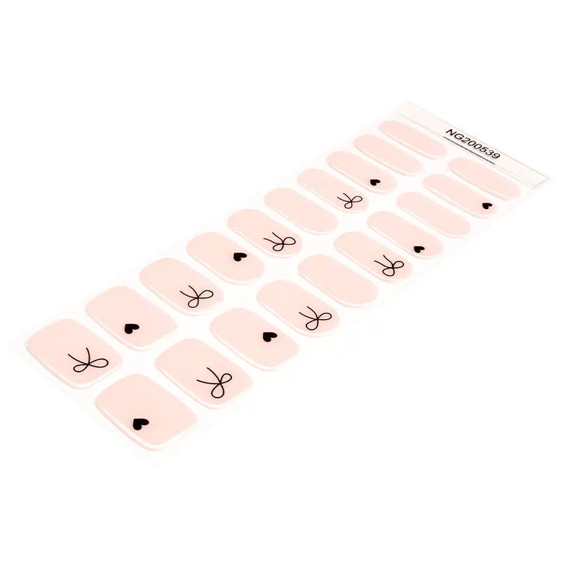 Bow & Heart Stickers Cute Strips — Semi-Cured Gel Nail Wraps