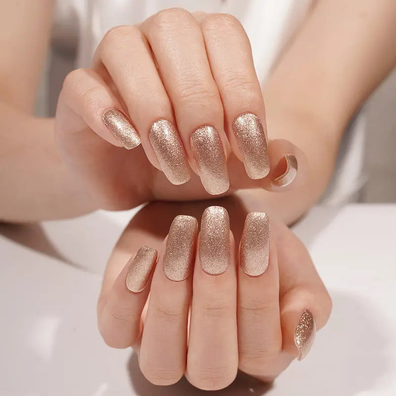 Brown Chrome Glitter – & Customization Available — Semi-Cured Gel Nail Wraps