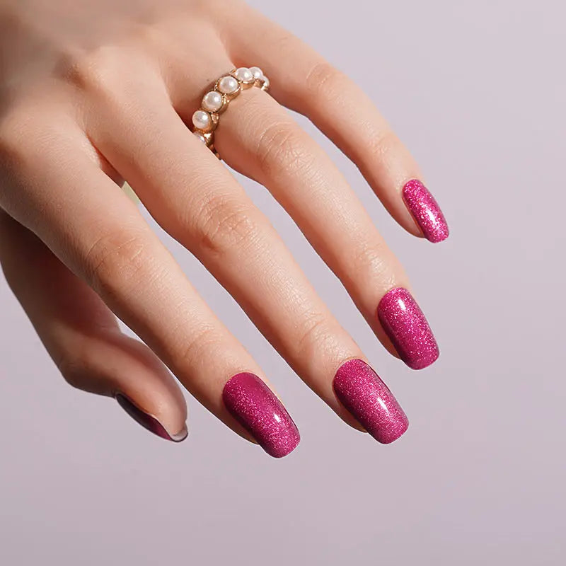 Burgundy Cat Eye Glitter – & Branding Available — Semi-Cured Gel Nail Wraps