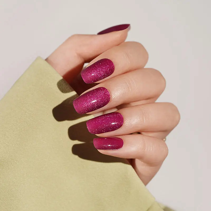 Burgundy Cat Eye Glitter – & Branding Available — Semi-Cured Gel Nail Wraps