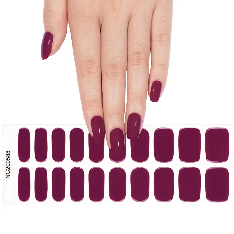 Burgundy – & Customization Available — Semi-Cured Gel Nail Wraps