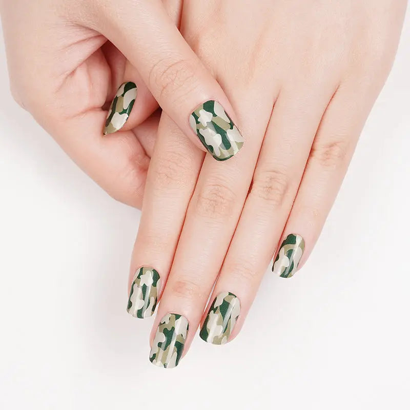 Camouflage Art Design Strips Gel Stickers — Semi-Cured Gel Nail Wraps