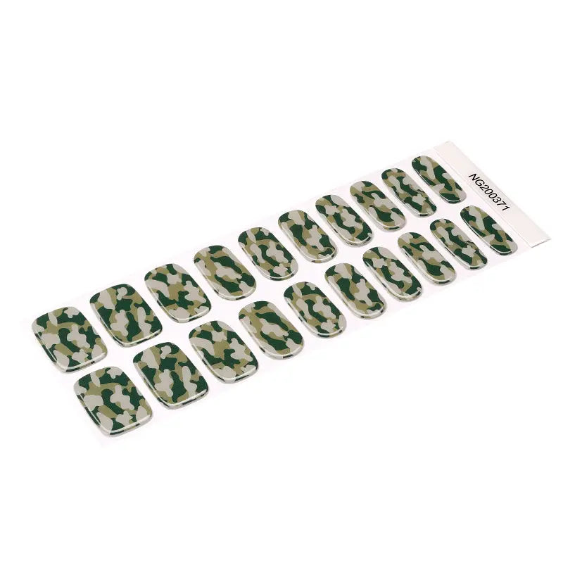 Camouflage Art Design Strips Gel Stickers — Semi-Cured Gel Nail Wraps