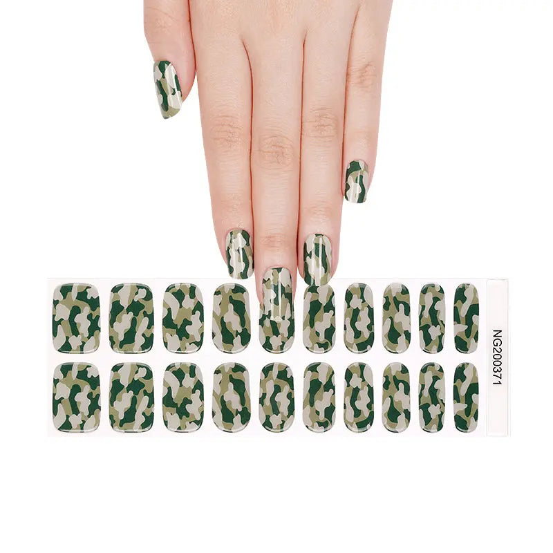 Camouflage Art Design Strips Gel Stickers — Semi-Cured Gel Nail Wraps
