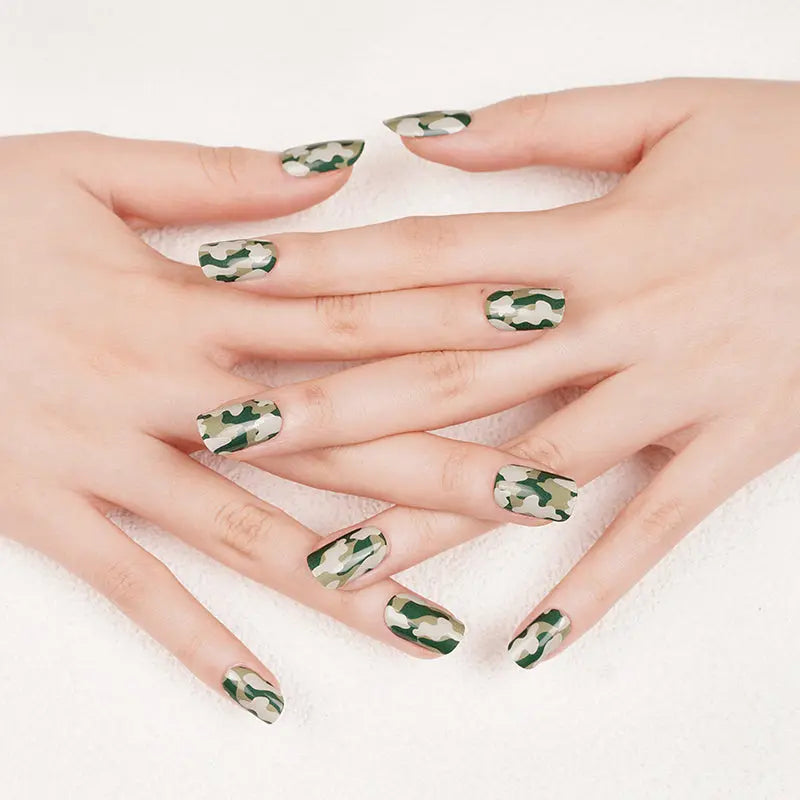 Camouflage Art Design Strips Gel Stickers — Semi-Cured Gel Nail Wraps
