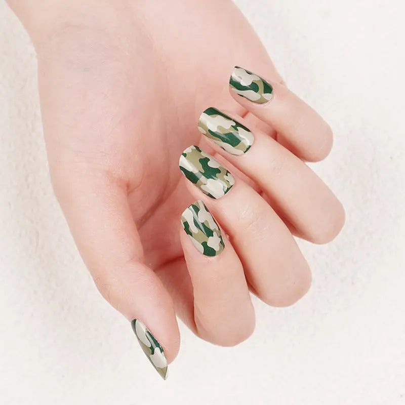 Camouflage Art Design Strips Gel Stickers — Semi-Cured Gel Nail Wraps